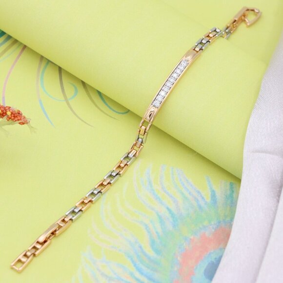 Elegant Rose Gold and Silver Bracelet with Sparkling CZ Accents, XPBL0691 - Picture 12 of 12